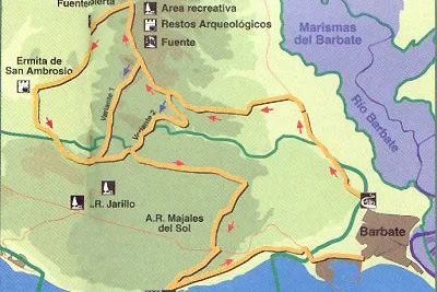 Sendero en bicicleta del Barbate, Pinar y Acantilado
